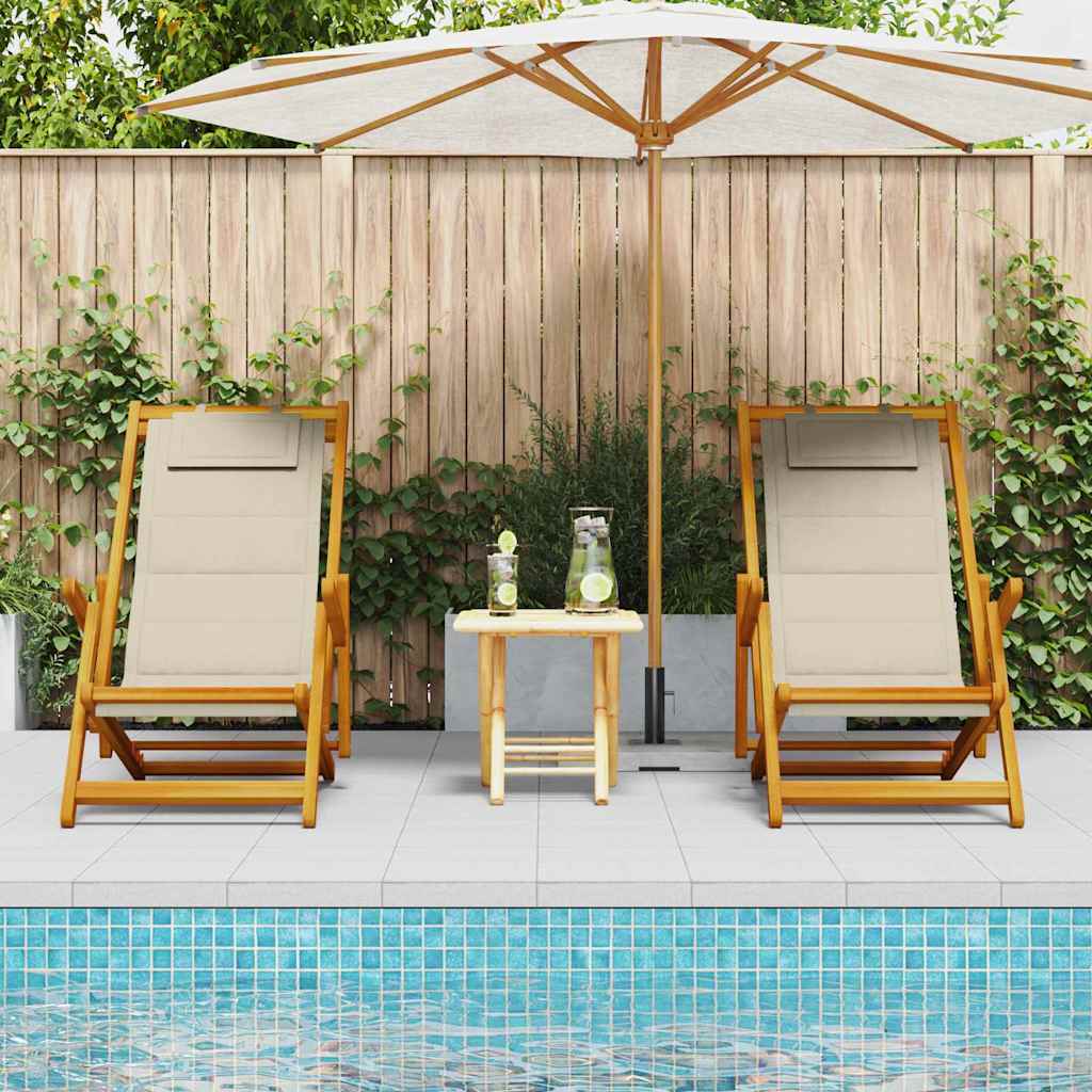 Strandstol 2 pcs Brun 61.5 x 123 x 82cm Massivt akacietræ