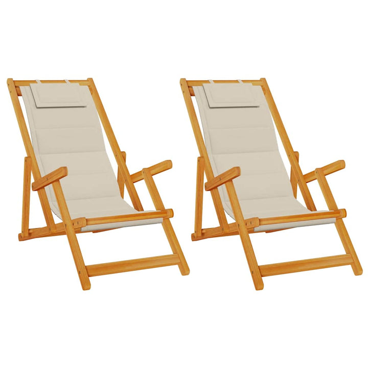 Strandstol 2 pcs Brun 61.5 x 123 x 82cm Massivt akacietræ
