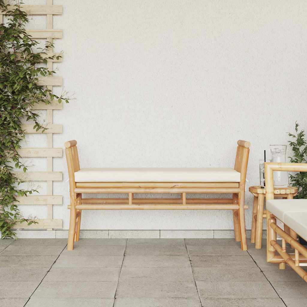 Havebænk med pude Brun 110 x 38 x 65cm Bambus
