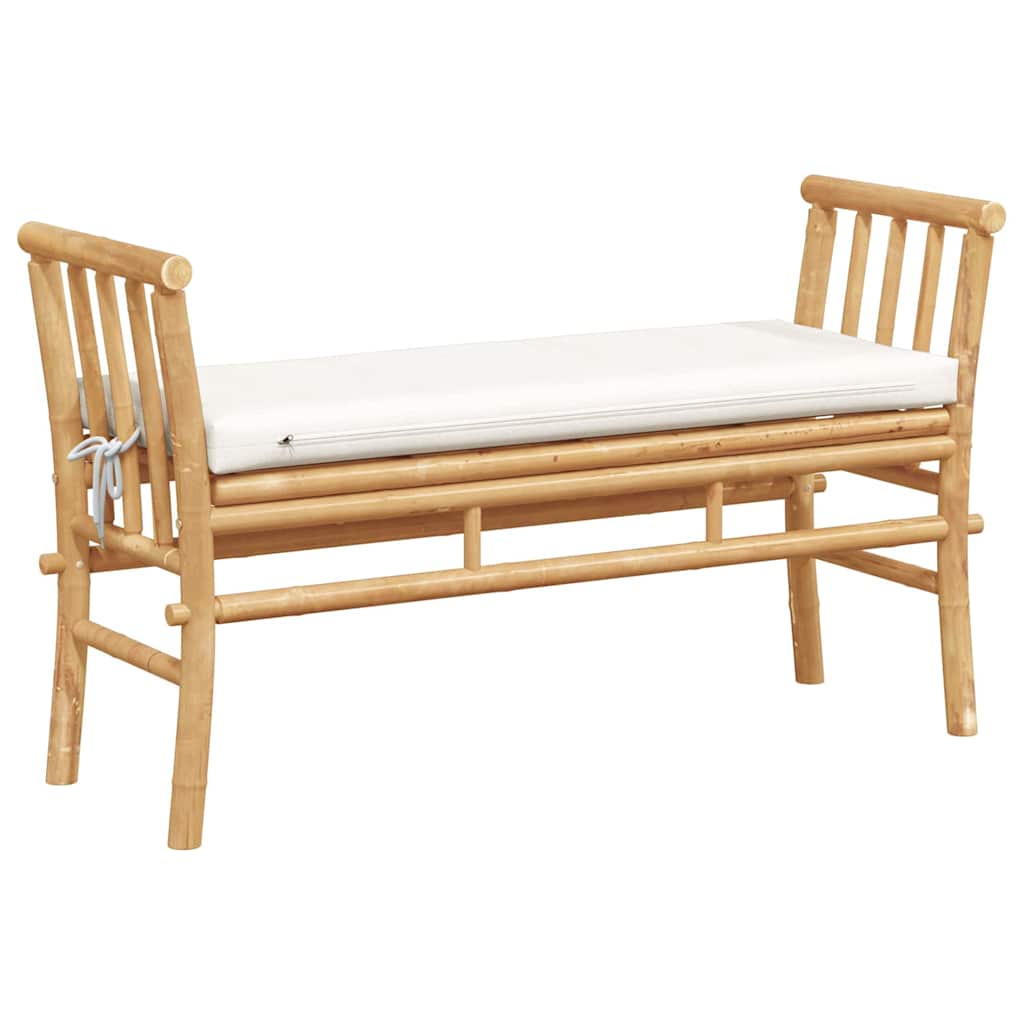 Havebænk med pude Brun 110 x 38 x 65cm Bambus