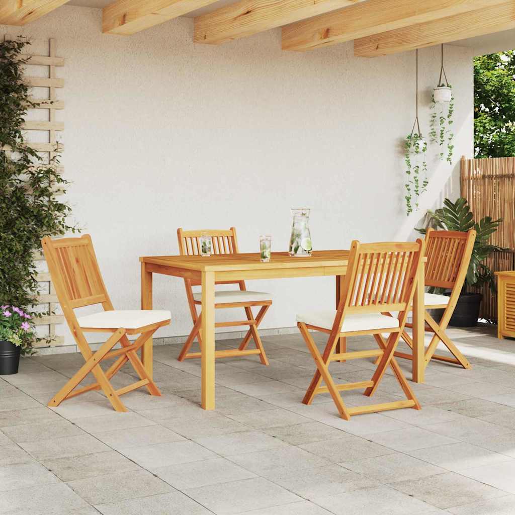 Sammenklappelig stol med pude 4 pcs Hvid 49 x 57.5 x 92cm