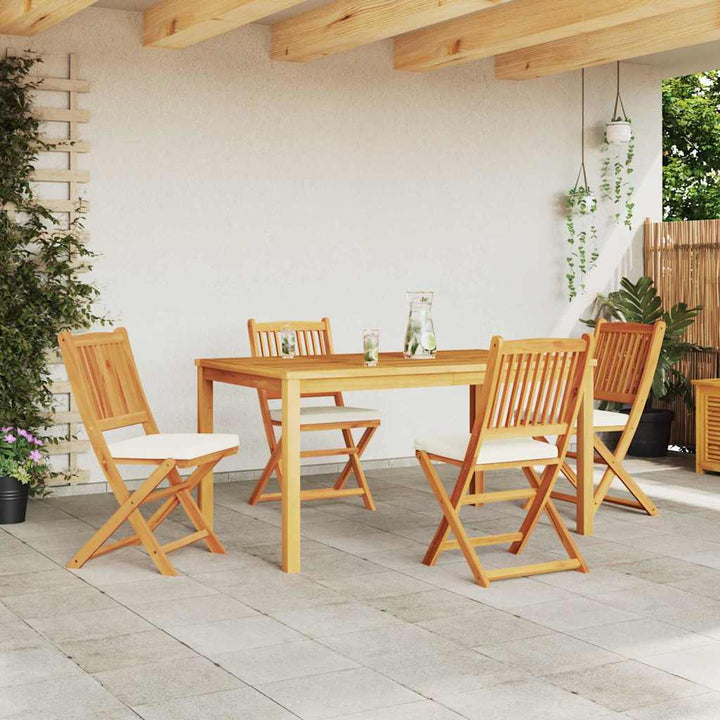 Sammenklappelig stol med pude 4 pcs Hvid 49 x 57.5 x 92cm