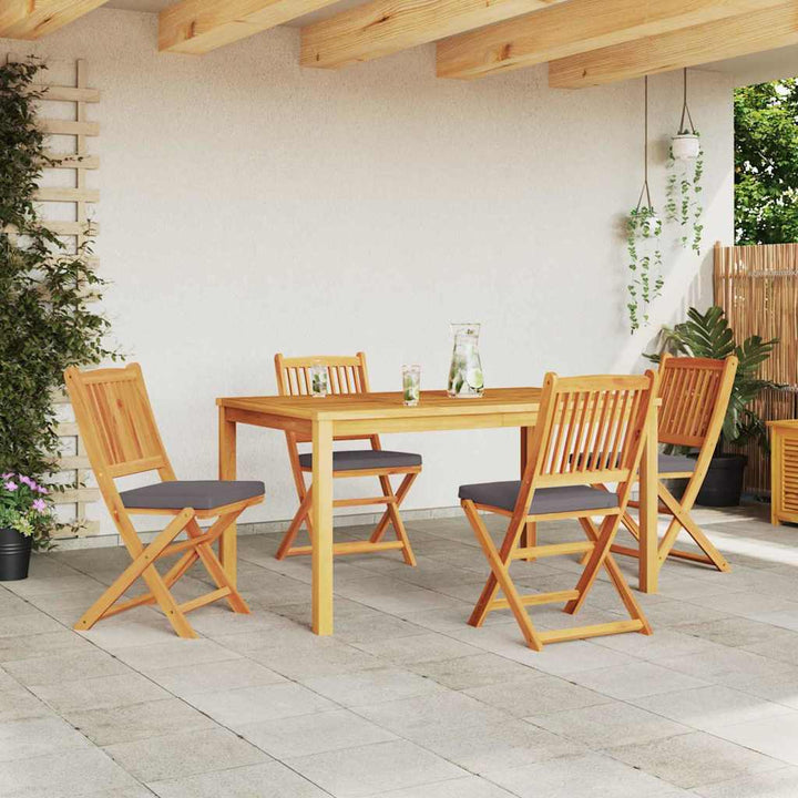 Sammenklappelig stol med pude 4 pcs Grå 49 x 57.5 x 92cm