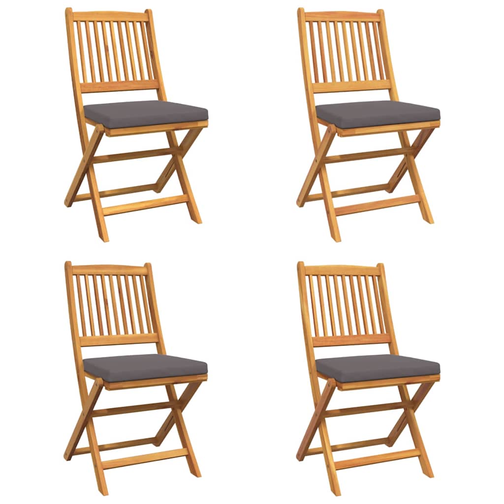 Sammenklappelig stol med pude 4 pcs Grå 49 x 57.5 x 92cm