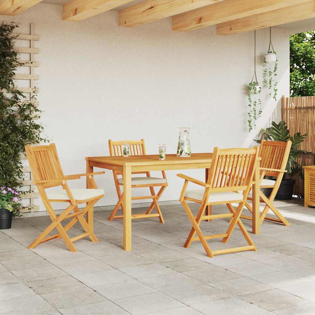 Sammenklappelig stol med pude 4 pcs Hvid 49 x 57.5 x 92cm