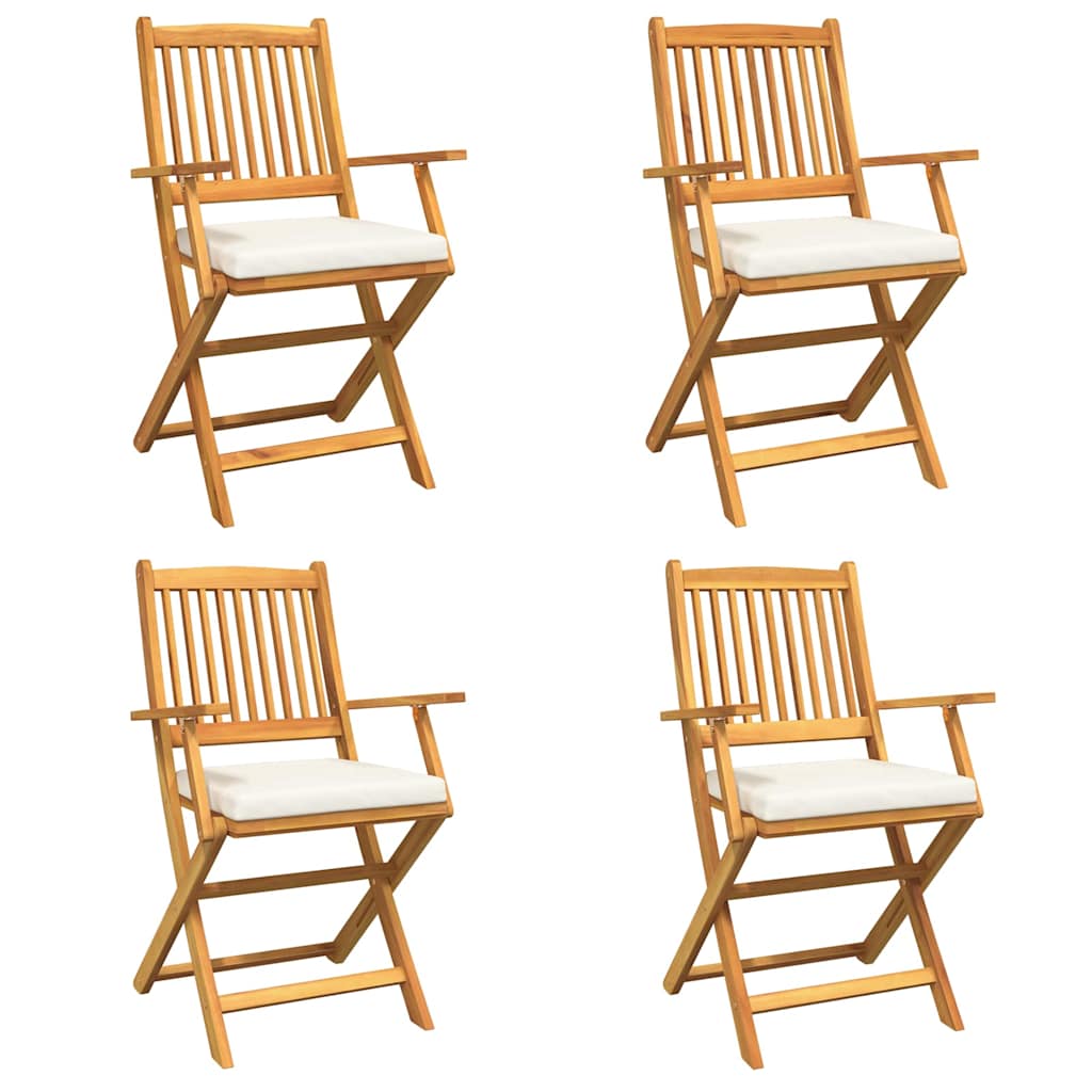 Sammenklappelig stol med pude 4 pcs Hvid 49 x 57.5 x 92cm