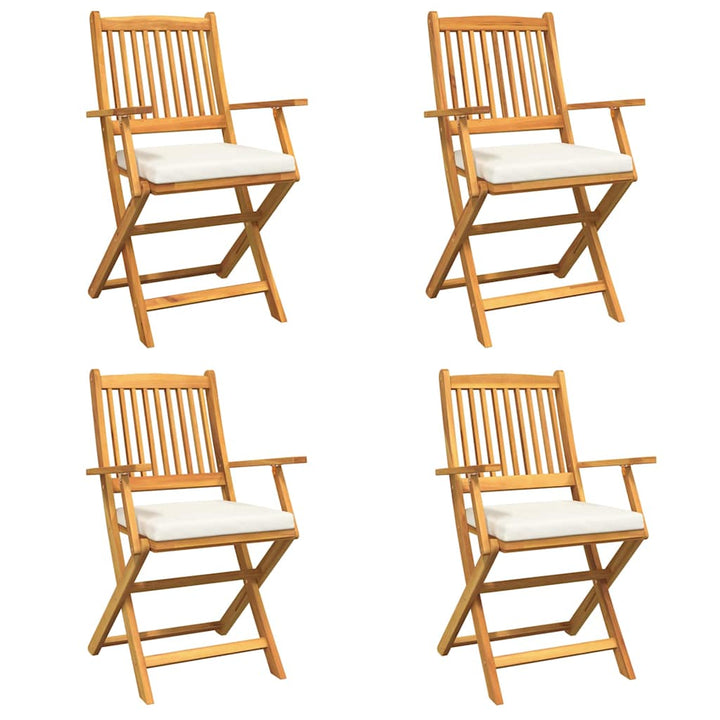 Sammenklappelig stol med pude 4 pcs Hvid 49 x 57.5 x 92cm