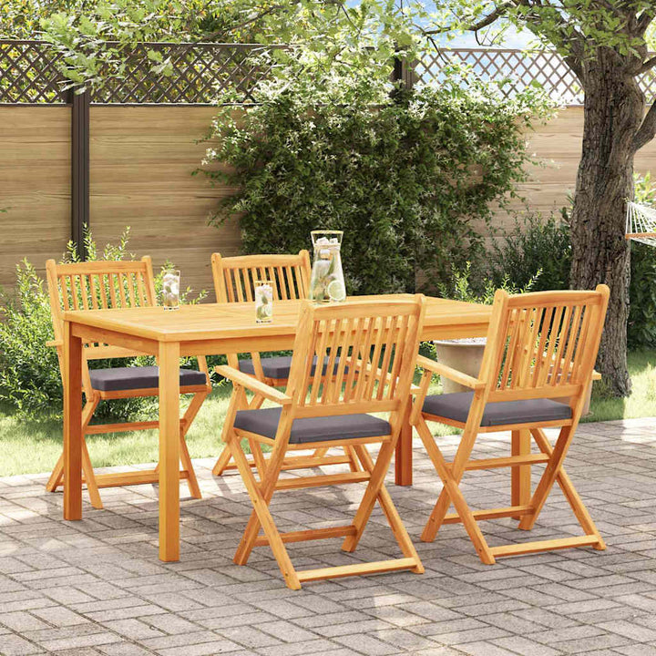 Sammenklappelig stol med pude 4 pcs Grå 49 x 57.5 x 92cm