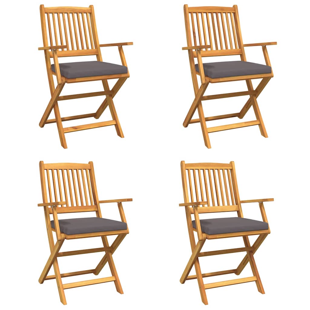 Sammenklappelig stol med pude 4 pcs Grå 49 x 57.5 x 92cm