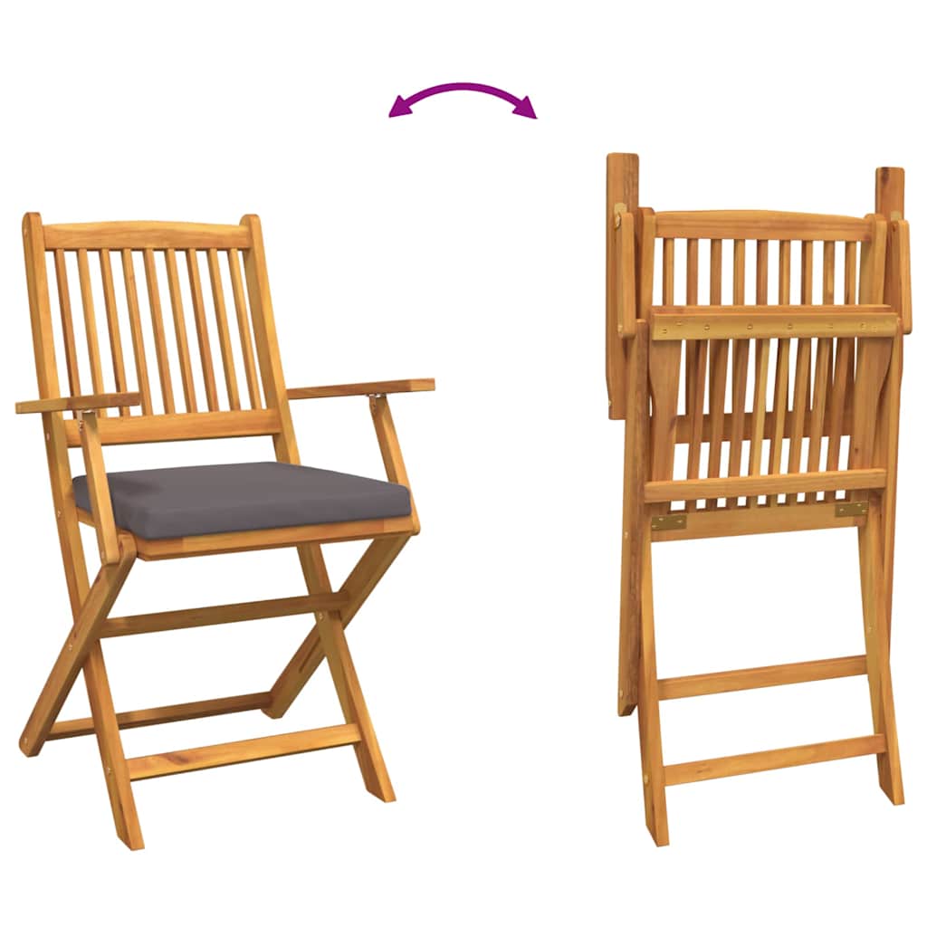 Sammenklappelig stol med pude 4 pcs Grå 49 x 57.5 x 92cm