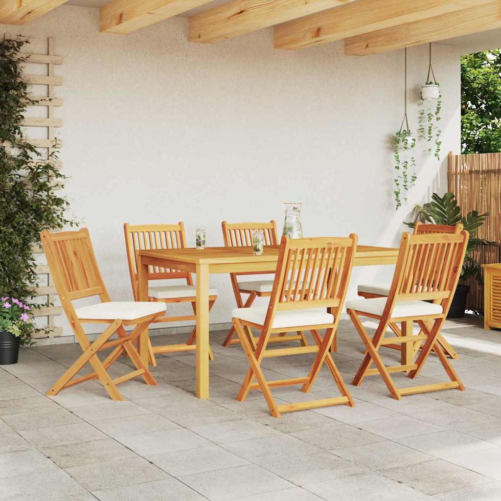 Sammenklappelig stol med pude 6 pcs Hvid 49 x 57.5 x 92cm