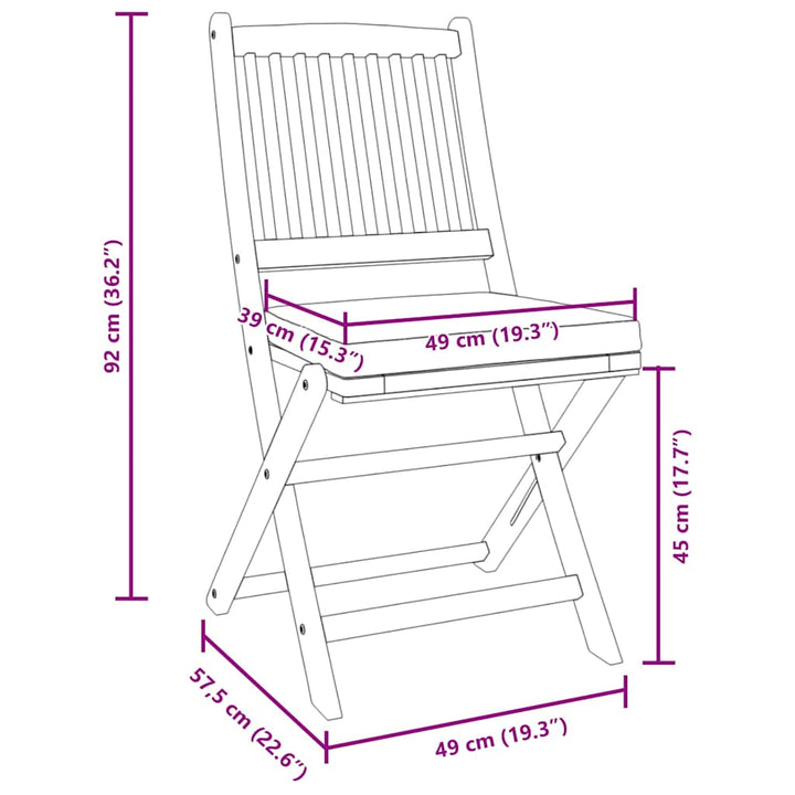 Sammenklappelig stol med pude 6 pcs Grå 49 x 57.5 x 92cm