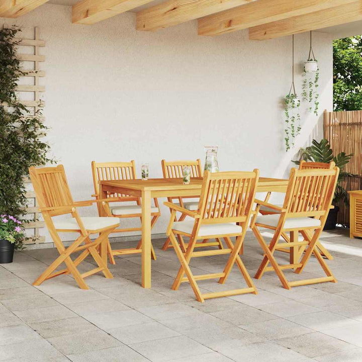 Sammenklappelig stol med pude 6 pcs Hvid 49 x 57.5 x 92cm