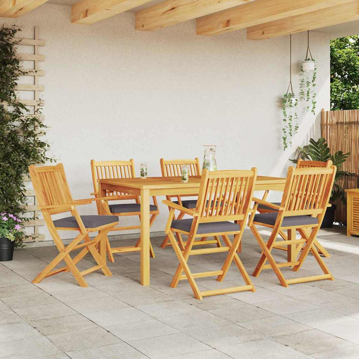Sammenklappelig stol med pude 6 pcs Grå 49 x 57.5 x 92cm