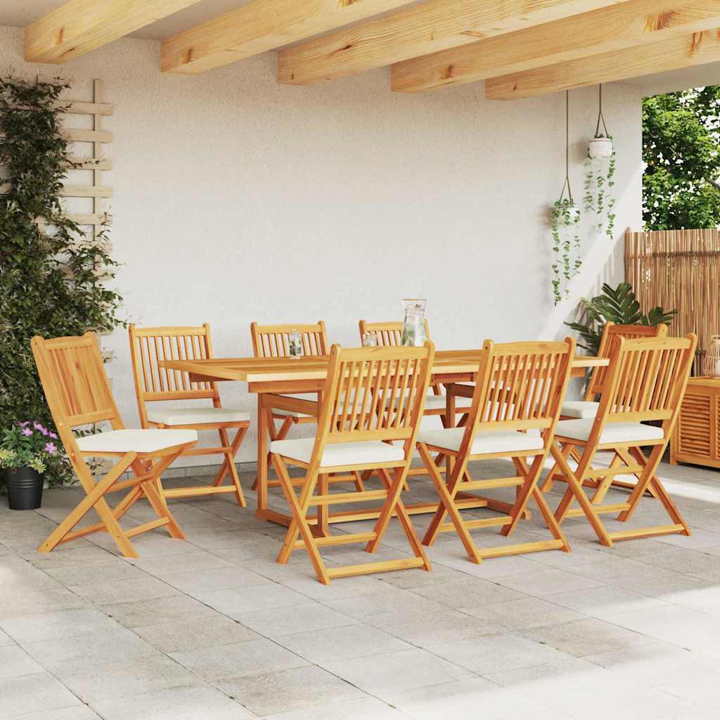Sammenklappelig stol med pude 8 pcs Hvid 49 x 57.5 x 92cm