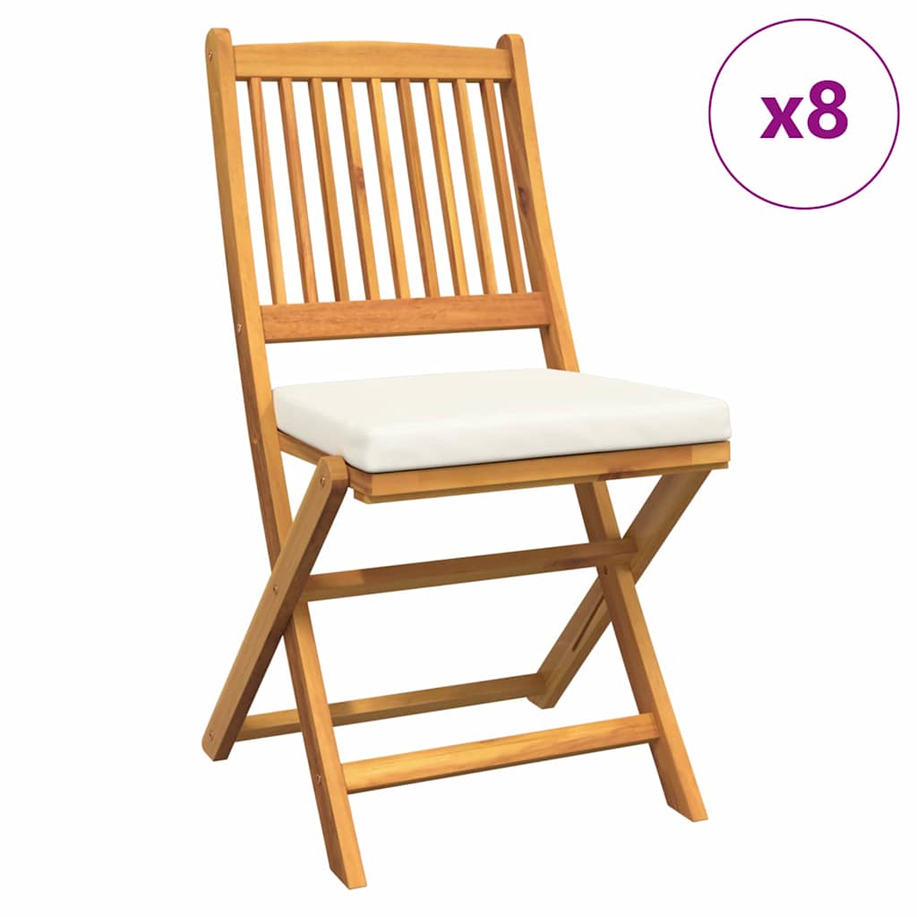 Sammenklappelig stol med pude 8 pcs Hvid 49 x 57.5 x 92cm