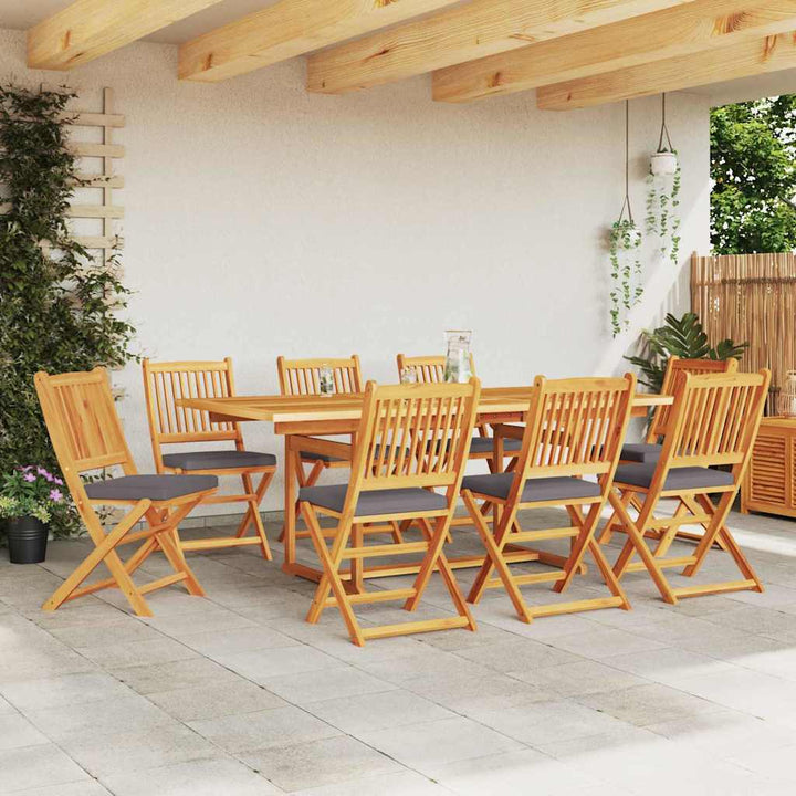 Sammenklappelig stol med pude 8 pcs Grå 49 x 57.5 x 92cm