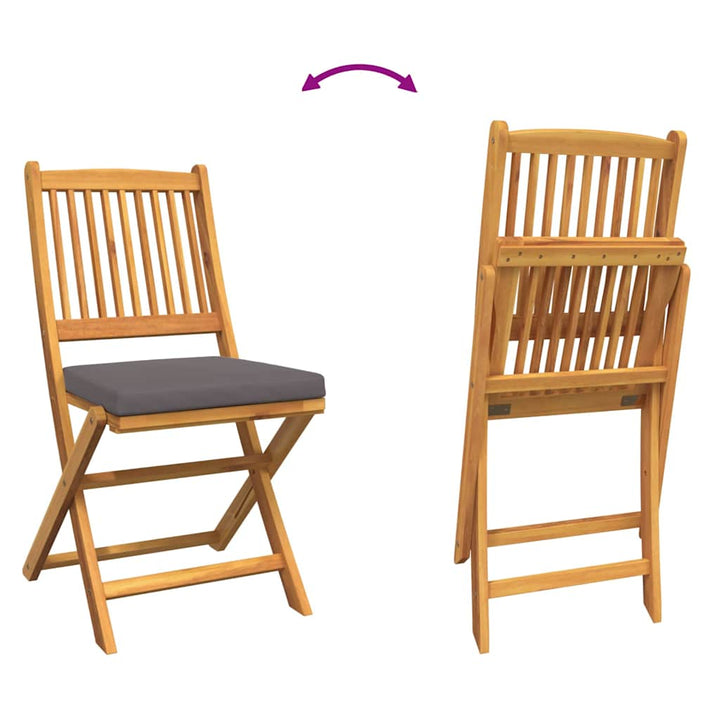Sammenklappelig stol med pude 8 pcs Grå 49 x 57.5 x 92cm