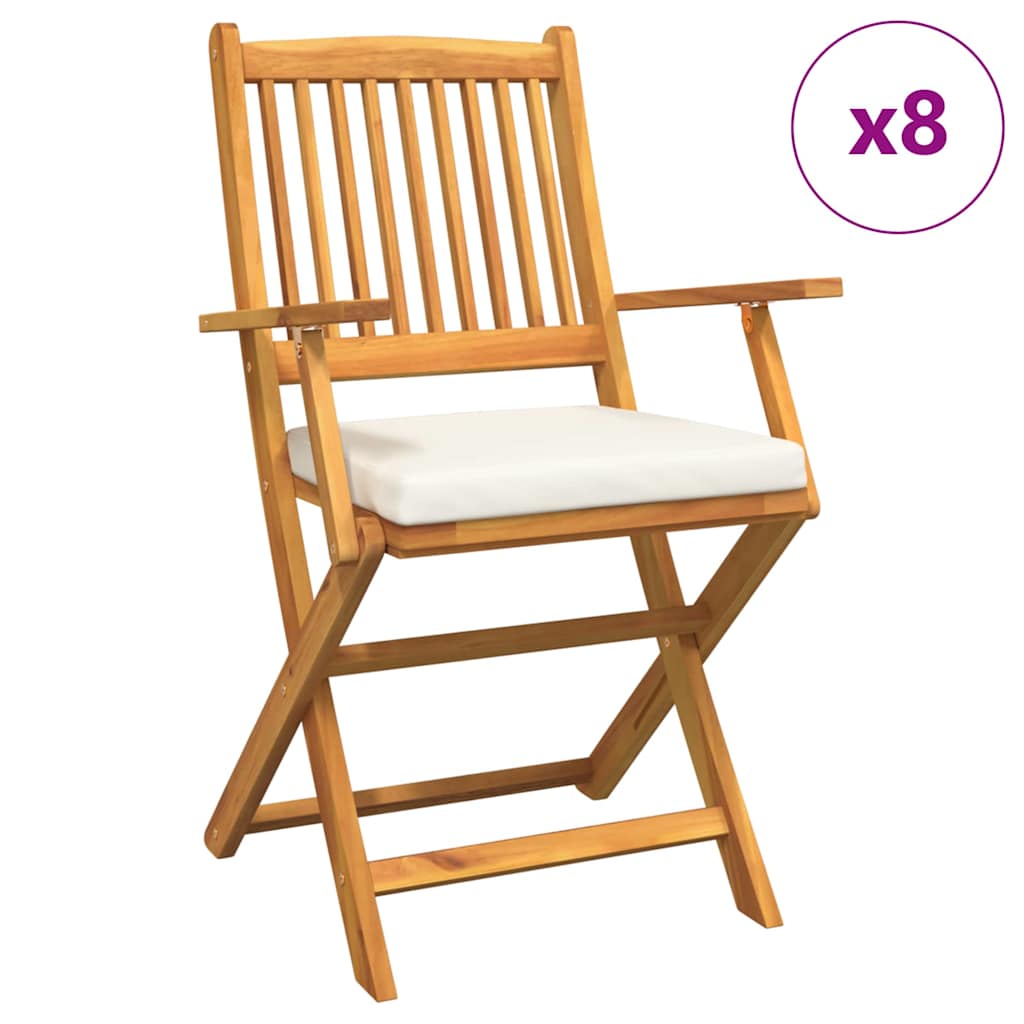 Sammenklappelig stol med pude 8 pcs Hvid 49 x 57.5 x 92cm