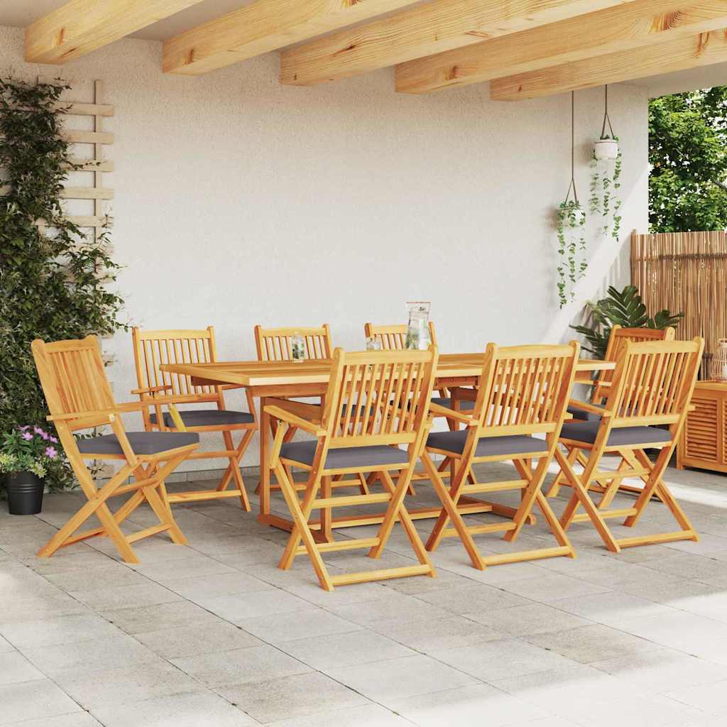 Sammenklappelig stol med pude 8 pcs Grå 49 x 57.5 x 92cm