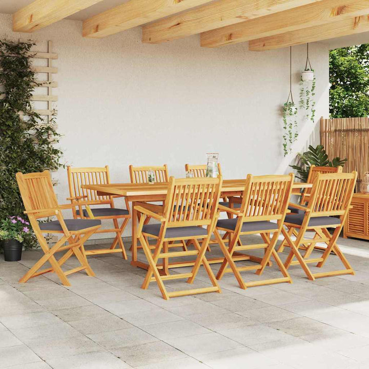 Sammenklappelig stol med pude 8 pcs Grå 49 x 57.5 x 92cm