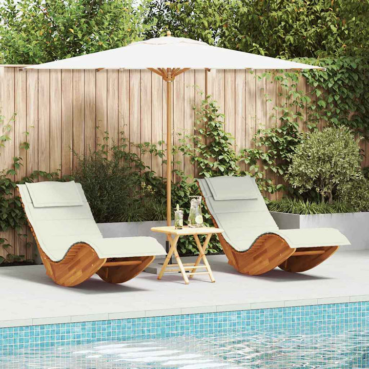 Solstol med pude 2 pcs Brun 60 x 154 x 74cm Massivt akacietræ