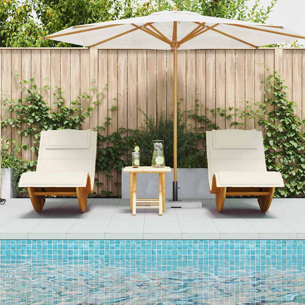 Solstol med pude 2 pcs Brun 60 x 154 x 74cm Massivt akacietræ