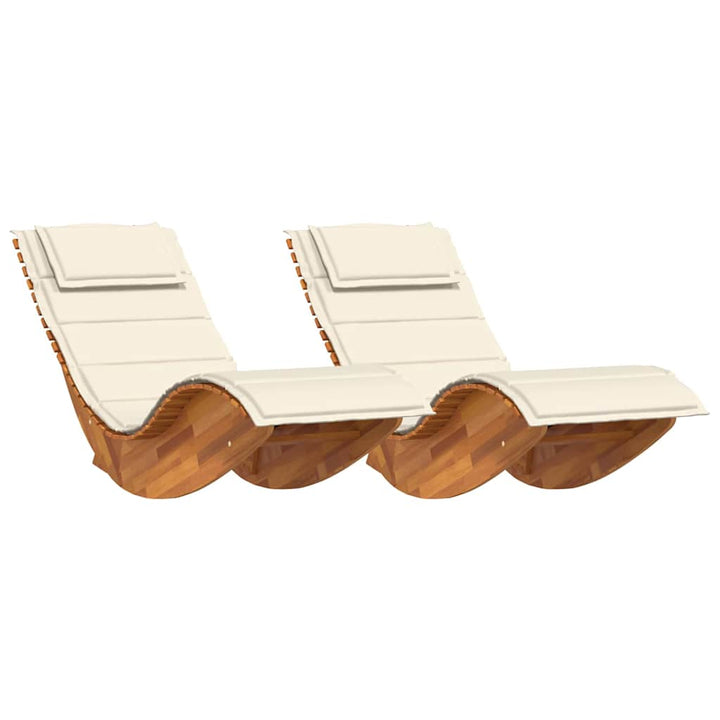 Solstol med pude 2 pcs Brun 60 x 154 x 74cm Massivt akacietræ
