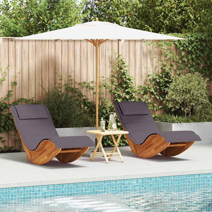 Solstol med pude 2 pcs Brun 60 x 154 x 74cm Massivt akacietræ