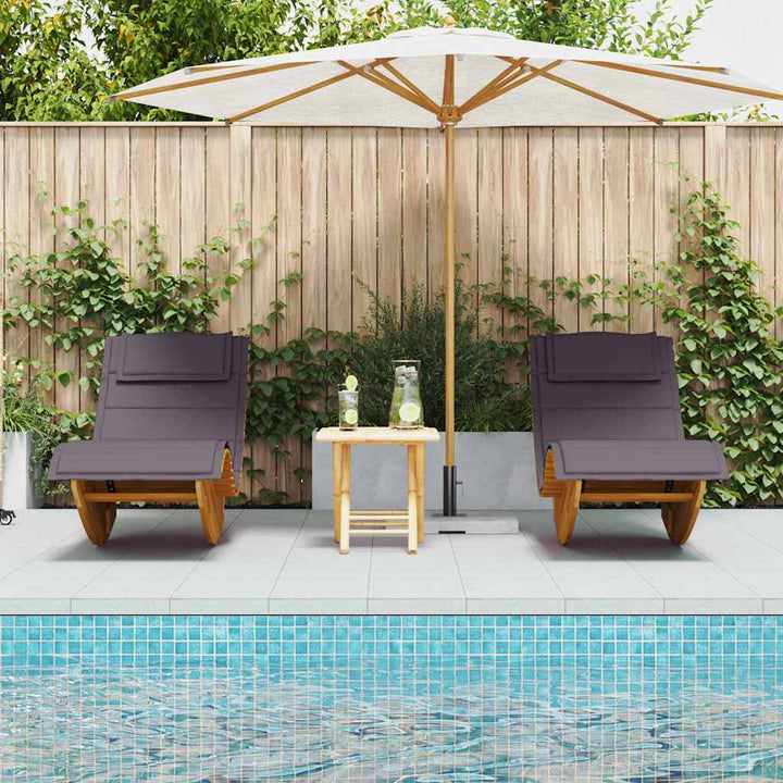 Solstol med pude 2 pcs Brun 60 x 154 x 74cm Massivt akacietræ