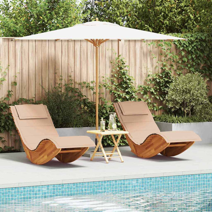 Solstol med pude 2 pcs Brun 60 x 154 x 74cm Massivt akacietræ