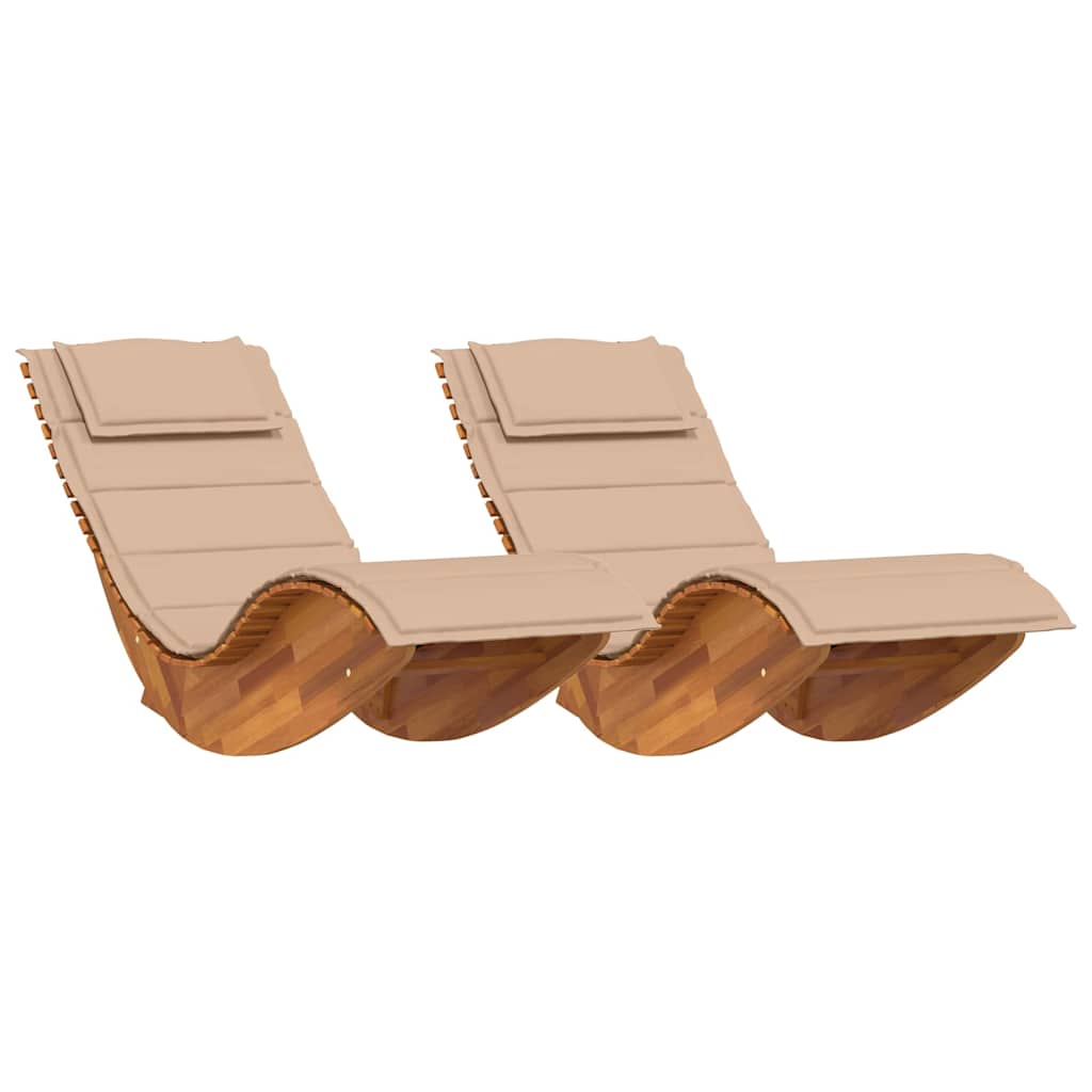 Solstol med pude 2 pcs Brun 60 x 154 x 74cm Massivt akacietræ