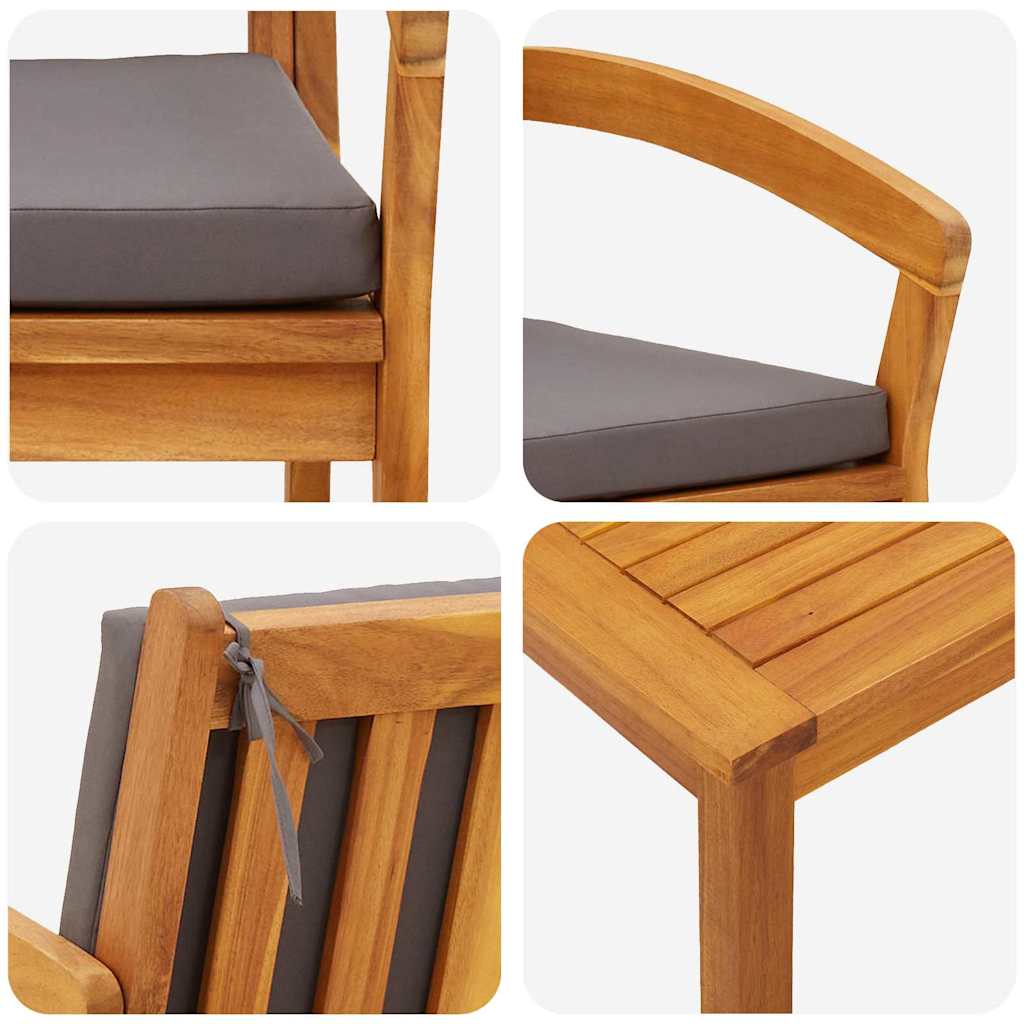 Bistrosæt 3 pcs Brun 45 x 45 x 38cm Massivt akacietræ