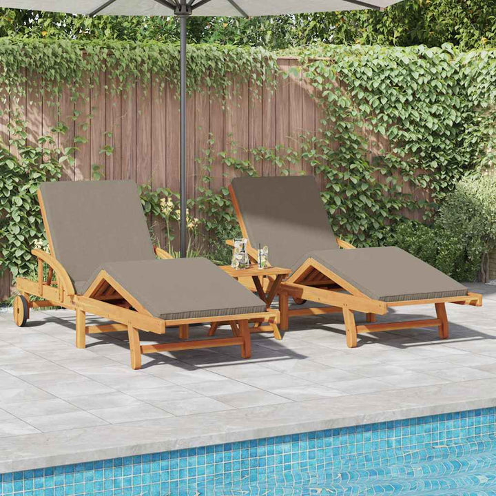 Solstol 2 pcs Gråbrun 200 x 67 x 84cm Massivt akacietræ