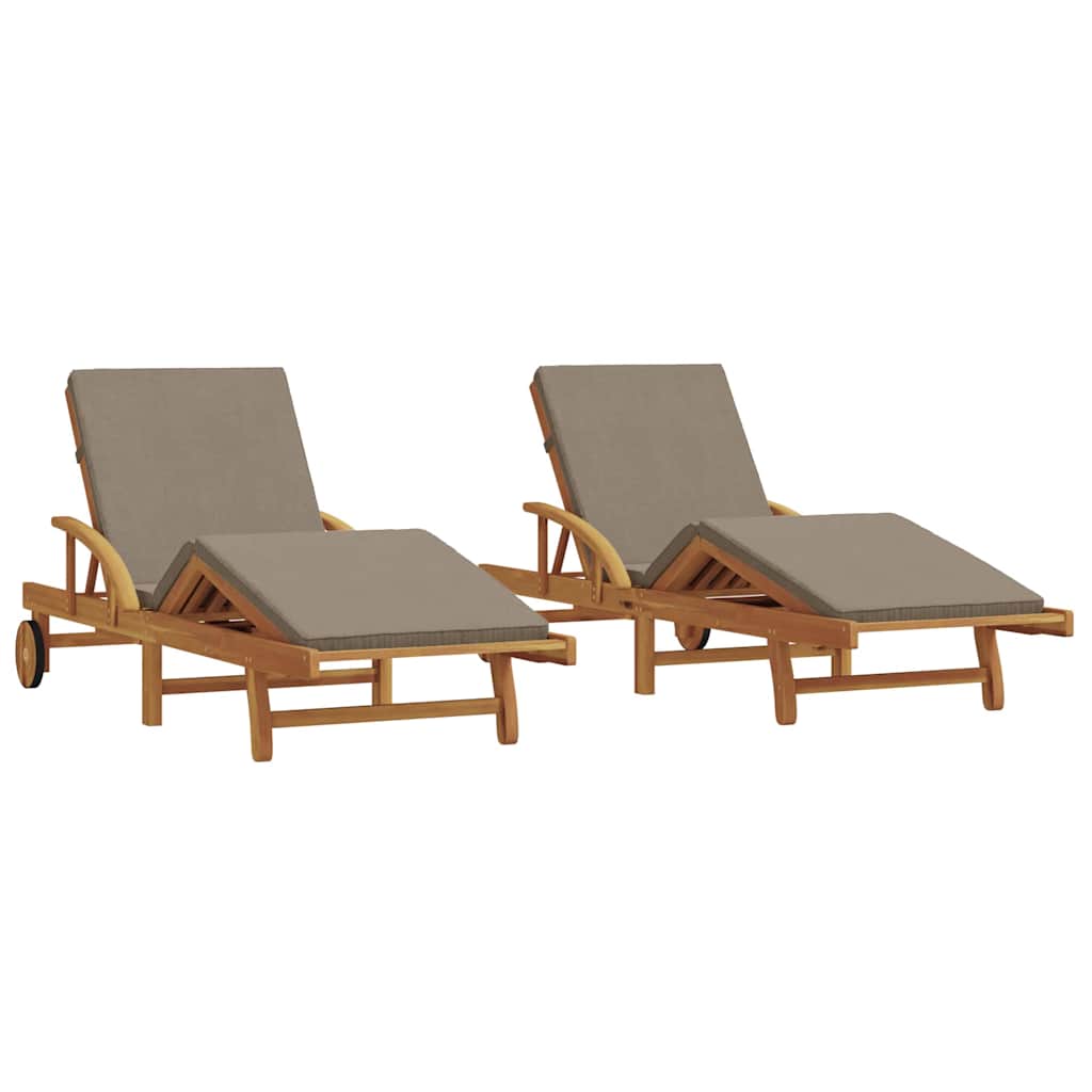 Solstol 2 pcs Gråbrun 200 x 67 x 84cm Massivt akacietræ