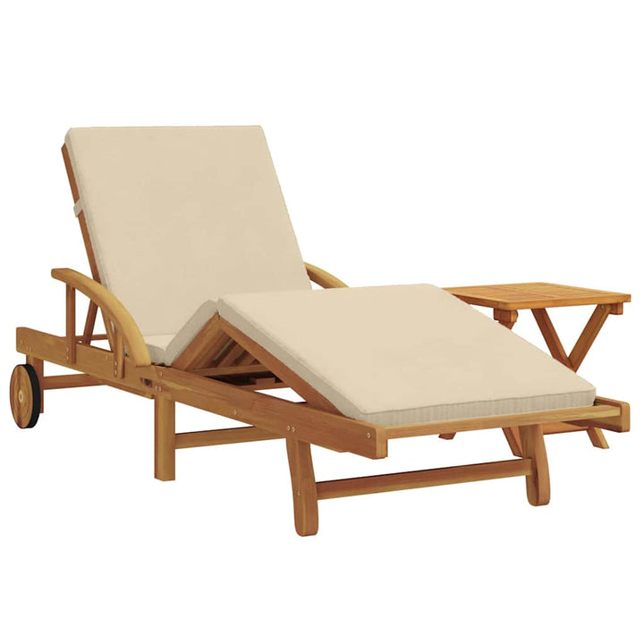 Solstol med pude 2 pcs Beige 40 x 40 x 40cm Massivt akacietræ