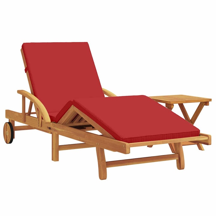 Solstol med pude 2 pcs Rød 40 x 40 x 40cm Massivt akacietræ