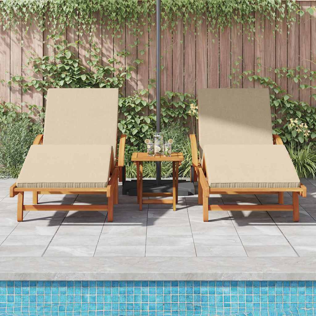 Solstol med pude 3 pcs Beige 40 x 40 x 40cm Massivt akacietræ
