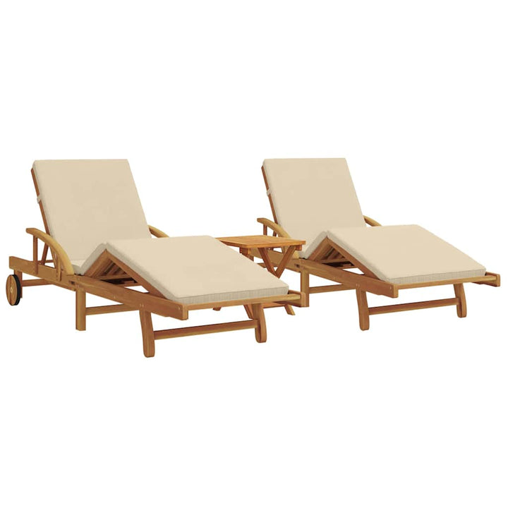 Solstol med pude 3 pcs Beige 40 x 40 x 40cm Massivt akacietræ