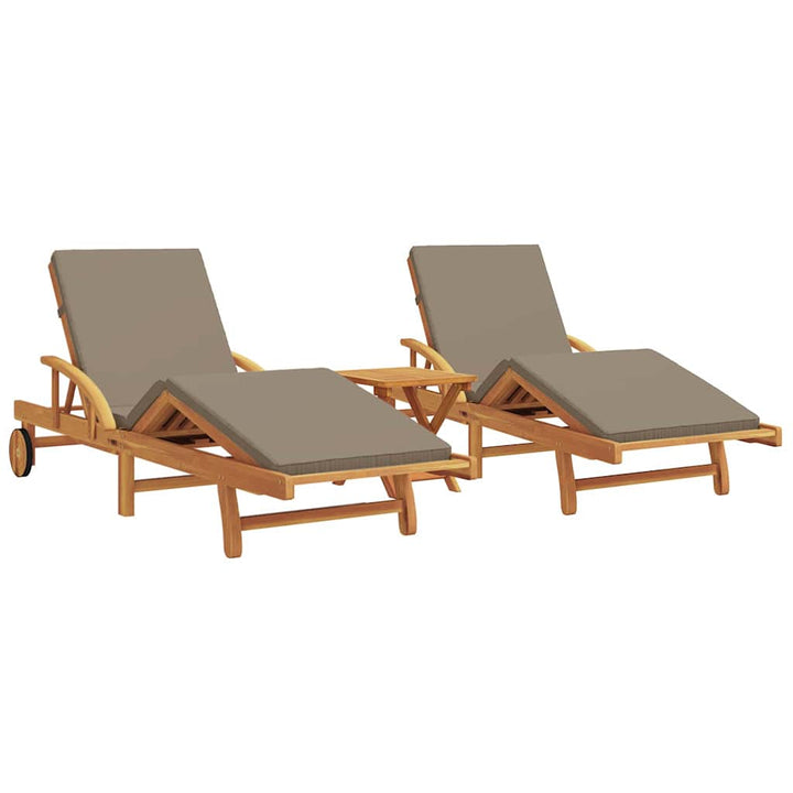Solstol med pude 3 pcs Gråbrun 40 x 40 x 40cm Massivt akacietræ