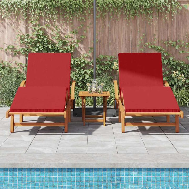 Solstol med pude 3 pcs Rød 40 x 40 x 40cm Massivt akacietræ
