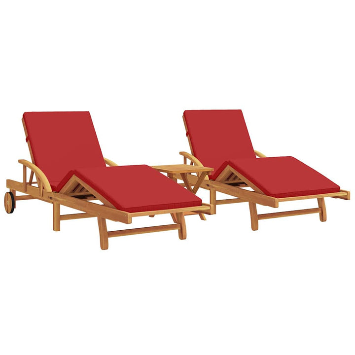 Solstol med pude 3 pcs Rød 40 x 40 x 40cm Massivt akacietræ