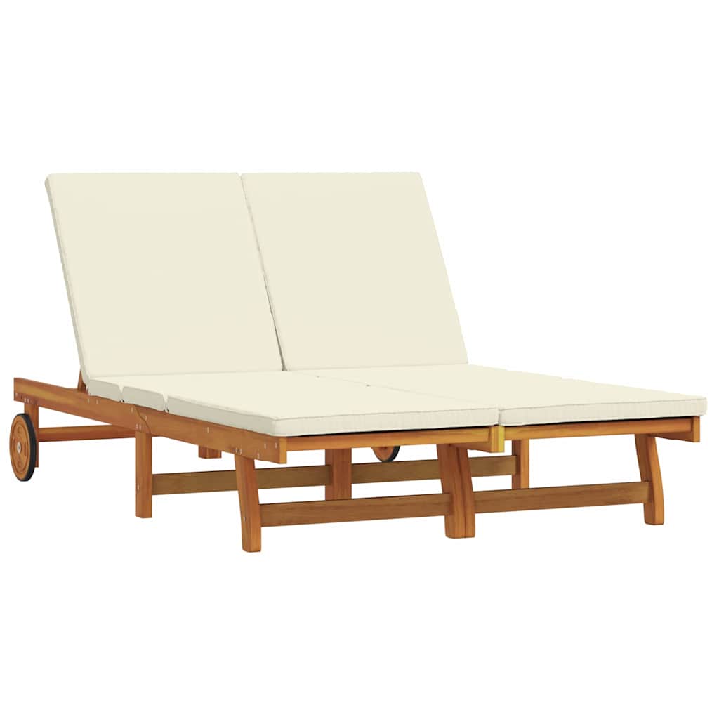 Solstol med pude Brun 125 x 200 x 84cm Massivt akacietræ