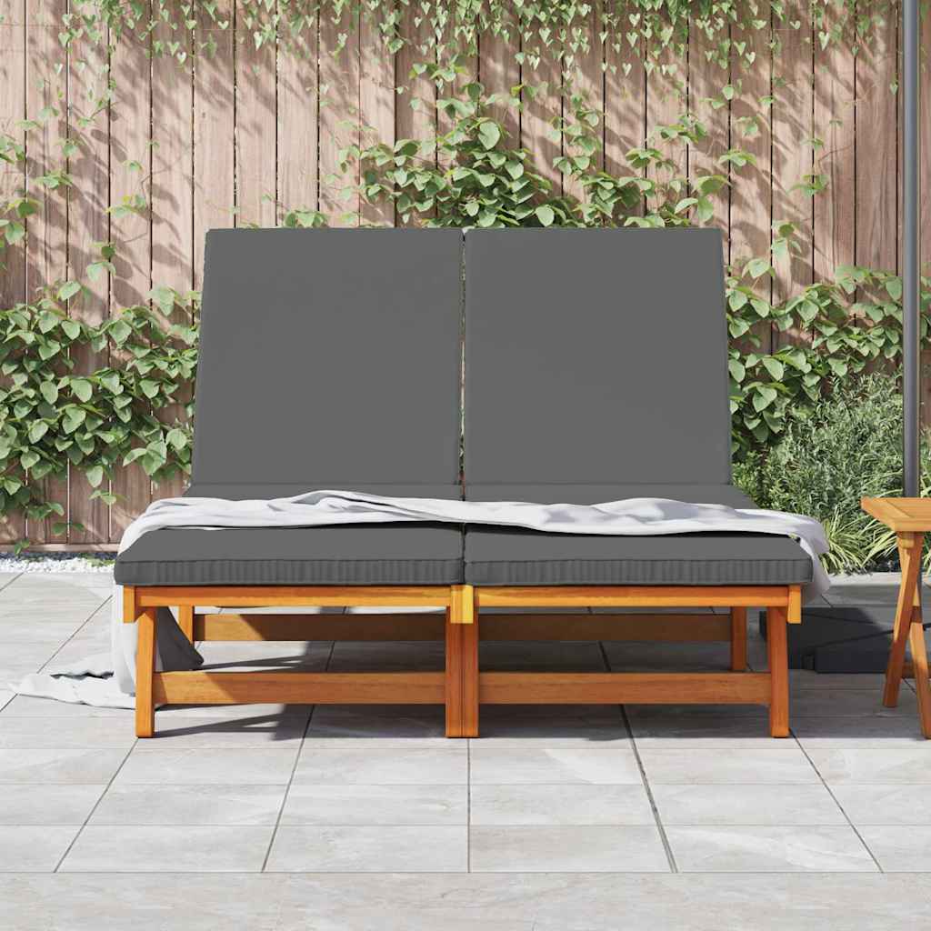 Solstol med pude Brun 125 x 200 x 84cm Massivt akacietræ