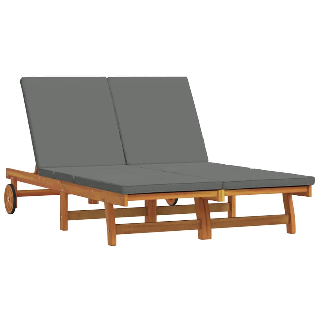 Solstol med pude Brun 125 x 200 x 84cm Massivt akacietræ