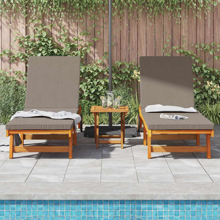 Solstol med pude 2 pcs Brun 63 x 199 x 85cm Massivt akacietræ