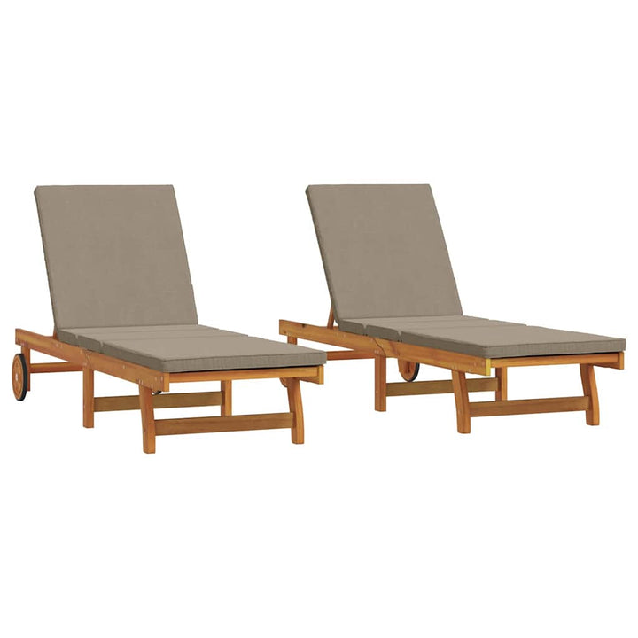 Solstol med pude 2 pcs Brun 63 x 199 x 85cm Massivt akacietræ