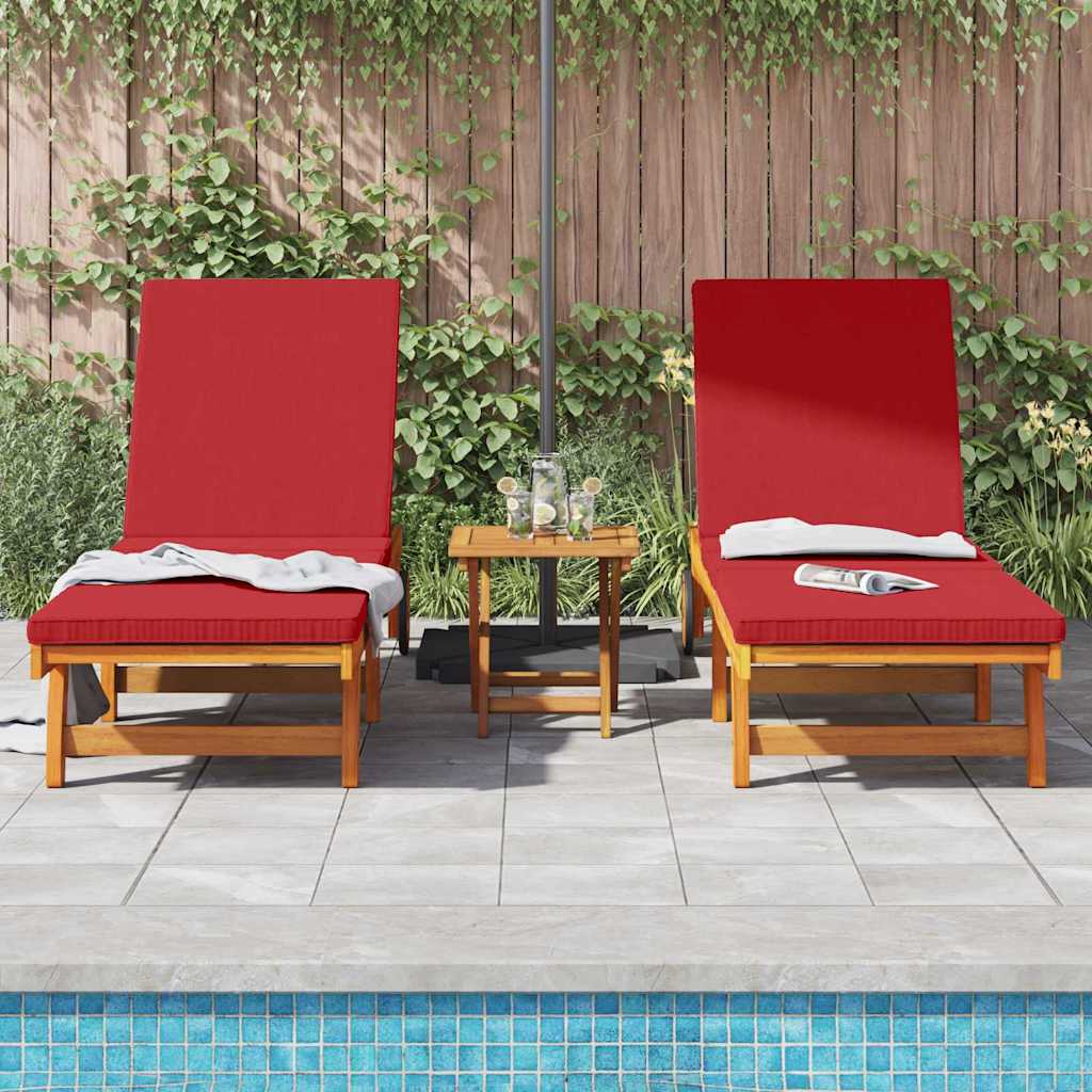 Solstol med pude 2 pcs Brun 63 x 199 x 85cm Massivt akacietræ