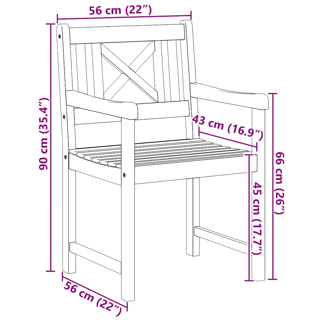 Have Stol 8 pcs Brun 56 x 56 x 90cm Massivt akacietræ
