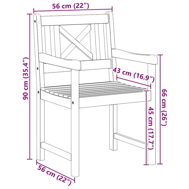 Have Stol 8 pcs Brun 56 x 56 x 90cm Massivt akacietræ
